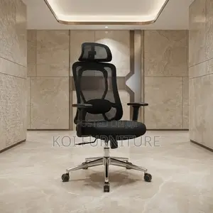 Kiti cha Ofisi cha Ergonomic chenye Mkeka Mrefu - Kitambaa Nyeusi