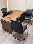 Modern L-Shaped Executive Office Desk with 3 Visitor Chairs - 1