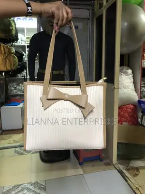 Chic Beige Bow Tote Bag
