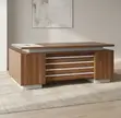 2M Straight Executive Desk with Drawers - Black - 1