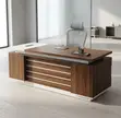 2M Straight Executive Desk with Drawers - Black - 2