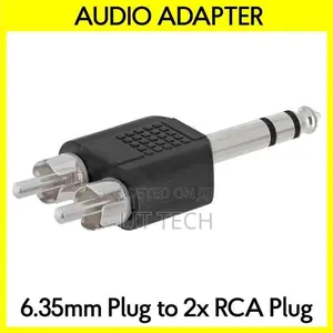 6.35mm Stereo Plug kwa 2 RCA Plug Adapter
