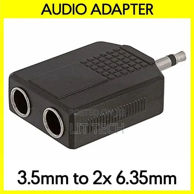 3.5mm Mono to 2x 6.35mm Splitter Adapter - 1