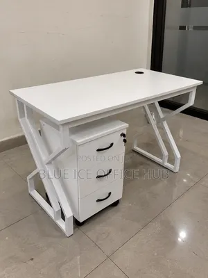 White Office Desk with 3 Drawer Cabinet - Boss Office Products