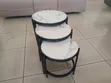 3-in-1 Round Marble Nesting Stools with Black Metallic Stands - 3