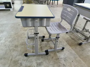 Adjustable Height Grey Kids Study Desk & Chair Set