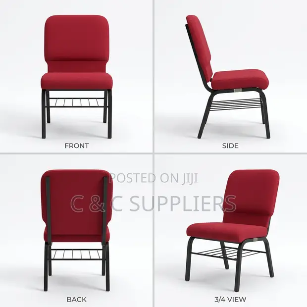 Red Stackable Full-Fabric Conference Chair - 1