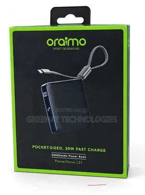 Oraimo PowerNova L21 20000mAh 30W Power Bank with Built-in Cable