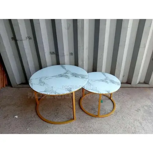 2-in-1 Marble-Effect Nesting Coffee Table - 1