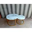 2-in-1 Marble-Effect Nesting Coffee Table - 2
