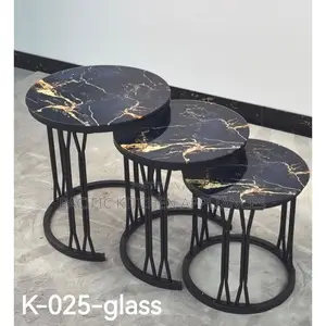 3-in-1 Executive Black Marble Nesting Coffee Table