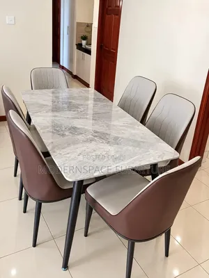 Set ya Kula ya Kifahari ya Viti 6 - Athari ya Marumaru Nyeusi