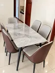 Luxury 6 Seater Dining Set - Grey Marble Effect - 1