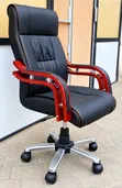 Kiti cha Ofisi cha Juu cha Mtendaji chenye Armrests za Mbao Nyekundu - 3