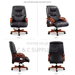 Kiti cha Mkurugenzi cha Ngozi cha Kukunja - Mikono ya Mahogany