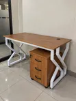 Brown Office Desk with 3 Drawer Cabinet - Boss Office Products - 5