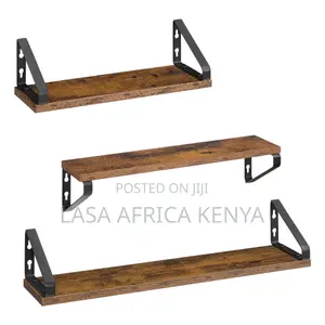 Seti ya Rafu 3 za Ukutani Rangi ya Kahawia ya Kiasili