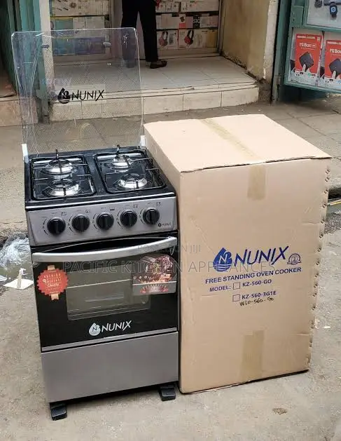 Nunix 50x55 Free Standing Cooker - 3 Gas Burners + 1 Electric Hot Plate - 1