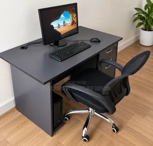 Kikao cha Kompyuta Nyeusi cha Kisasa chenye Droo na Kiti cha Mesh cha Ergonomic