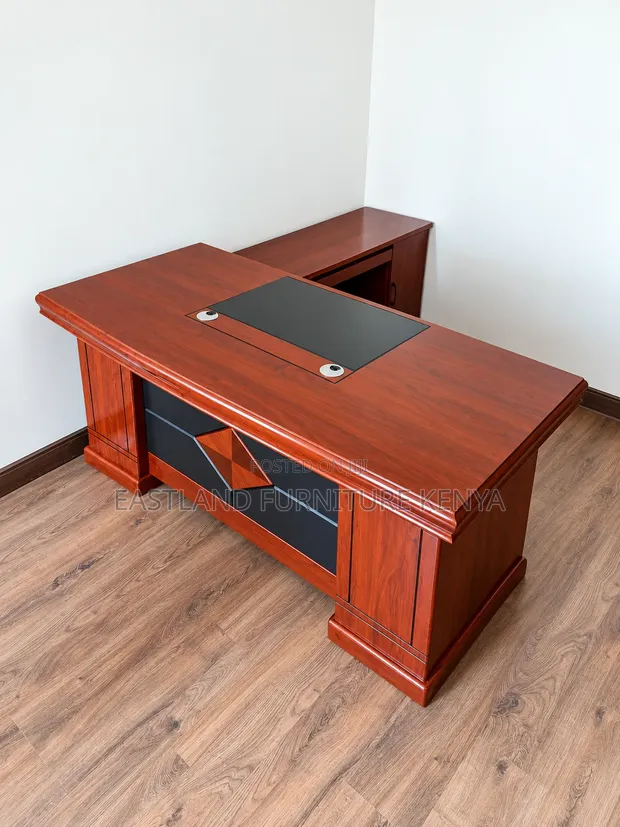 Premium Mahogany Executive Office Desk with Side Return - 1