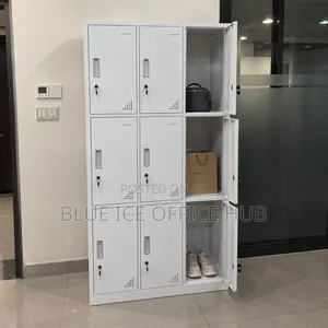 6 Door Metallic Locker Cabinet - White Steel Storage