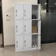 6 Door Metallic Locker Cabinet - White Steel Storage - 2