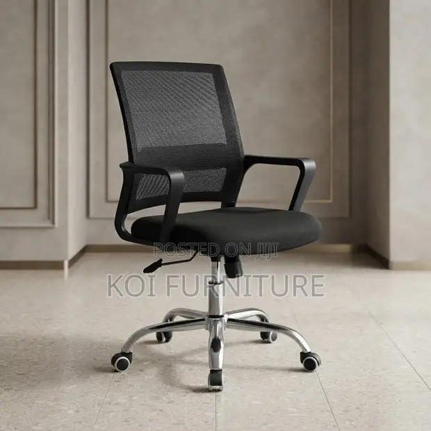 Clerical Mid Backrest Black Office Chair - 1