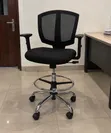 Black Mesh Drafting Chair with Footrest - Adjustable Office Chair - 5