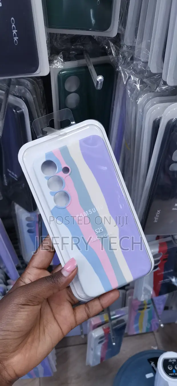 Samsung Galaxy S25 Silicone Case - Wavy Pastel Rainbow - 1