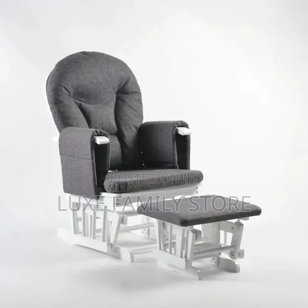 Grey Reclining Nursing Glider Chair with Ottoman - 1