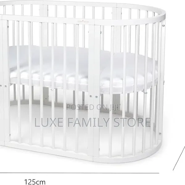 Oval 5-in-1 Convertible Baby Cot - White - 1