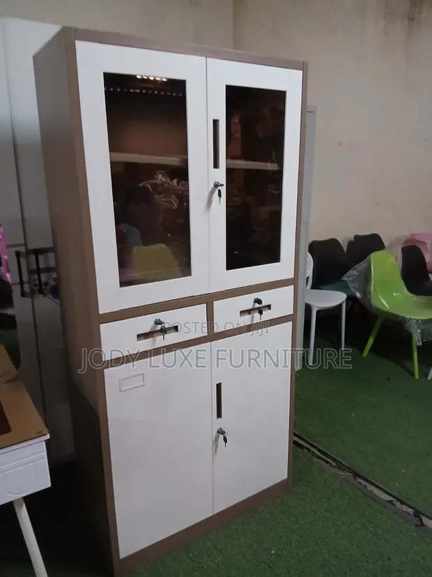 Office Cabinet with Glass Doors - 6 Shelves - 1