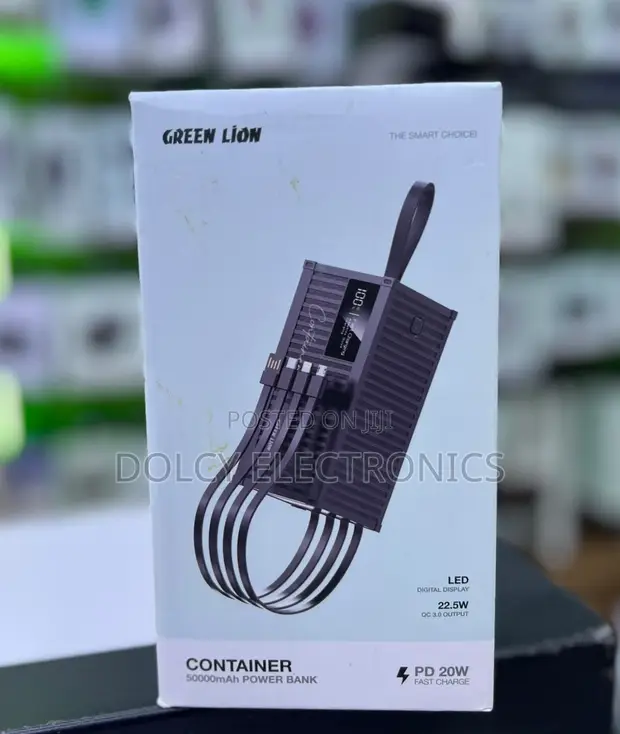 Green Lion 50000mAh Power Bank with Built-in Cables - 1