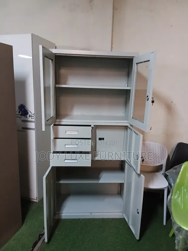 Metallic Wardrobe Cabinet with Shelves - 1