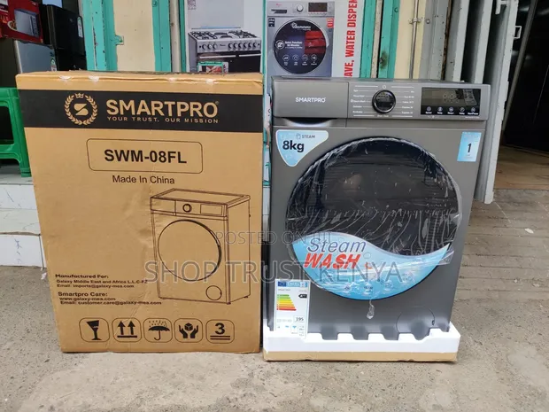 Smartpro 8KG Front Load Washing Machine with Steam Wash - 1