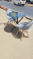 Kiti na Meza ya Rattan Grey Eames-Style Mesh - 1