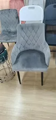 Velvet Dining Chair - Light Grey - 1