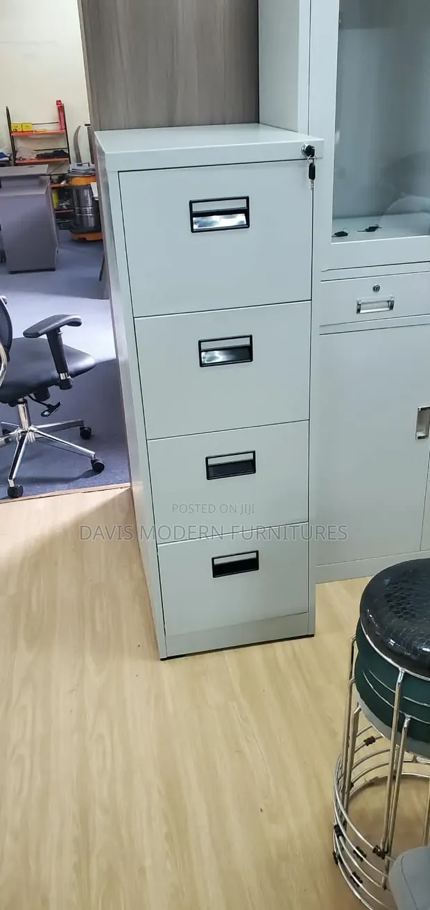 Heavy Duty 4-Drawer Steel Filing Cabinet - Grey - 1