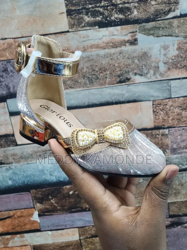 Girls Gold High Heel Shoes - 1