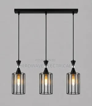 Chandelier ya Kisasa ya Taa 3 za Chuma Nyeusi za Kifaa