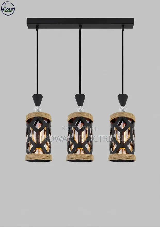 3-in-1 Hemp Rope Industrial Pendant Light - 1