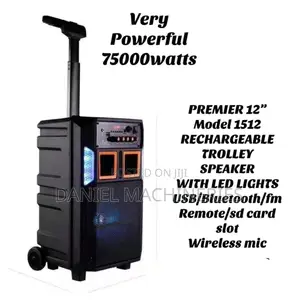75000W Spika Kali ya Trolley Inayochajiwa (USB/Bluetooth/FM/SD)