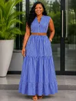 Sleeveless Striped Maxi Dress - 3