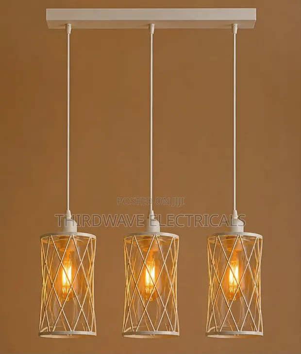 Modern 3-in-1 White Cage Pendant Light - 1