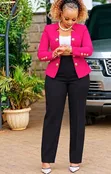 Executive Ladies Blazer Set - Pink & Black Trousers - 2