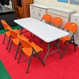 New Folding Table with Orange Chairs - 1