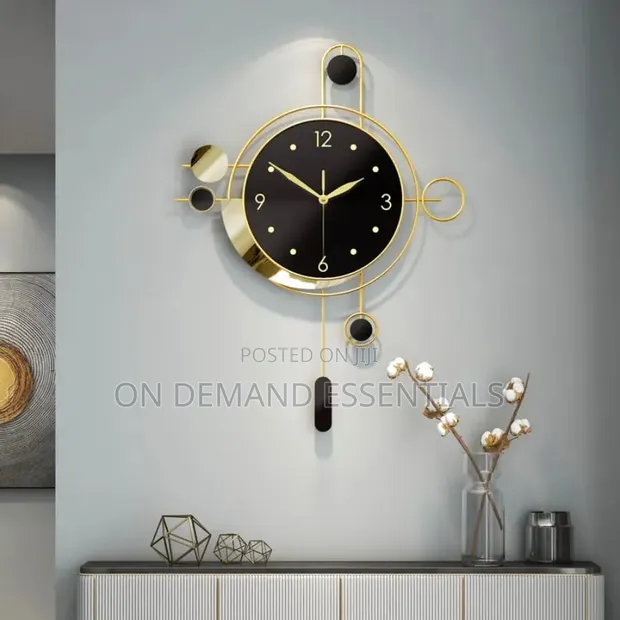 Modern Metal Digital Wall Clock - Gold - 1