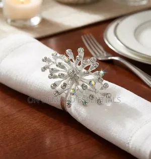 Flowered Napkin Ring Holder - Gold Stainless Steel