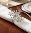 Flowered Napkin Ring Holder - Gold Stainless Steel - 1