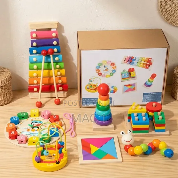 8-in-1 Montessori Wooden Educational Toy Set for Toddlers - 1